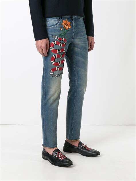 gucci snake jeans|gucci ripped denim jeans.